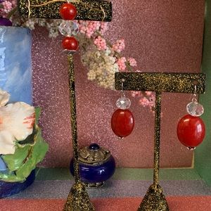 Acrylic & Crystal Earrings with Pendant